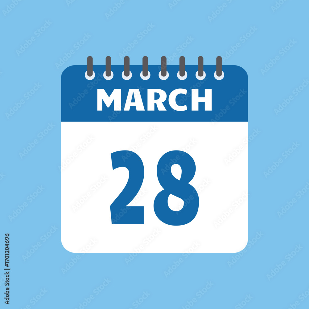 Fototapeta premium march 28 calendar icon Vector page month design