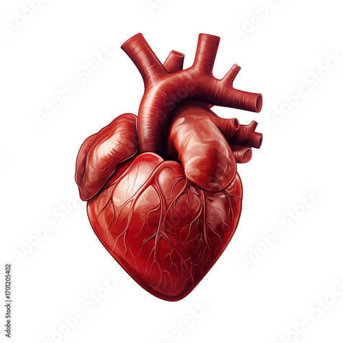 Red heart with on transparent background