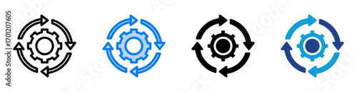 process icon set multiple style collection