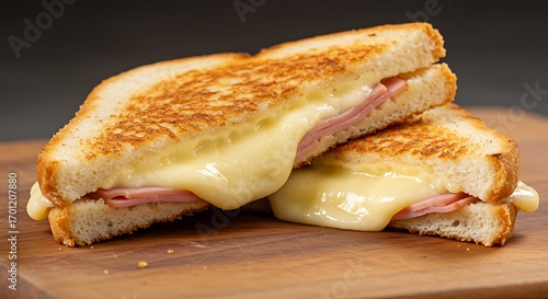 Delicious Ham and Cheese Sandwich with Melted Gooey Cheese