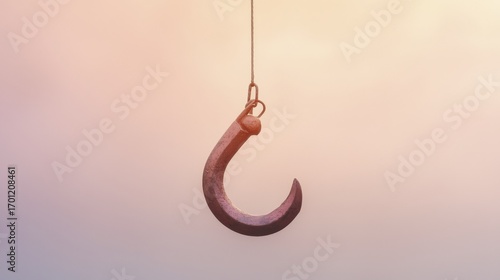 Wallpaper Mural Rusty hook hanging against a soft, gradient background Torontodigital.ca