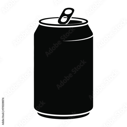 Simple black silhouette of an open soda can with a pull tab