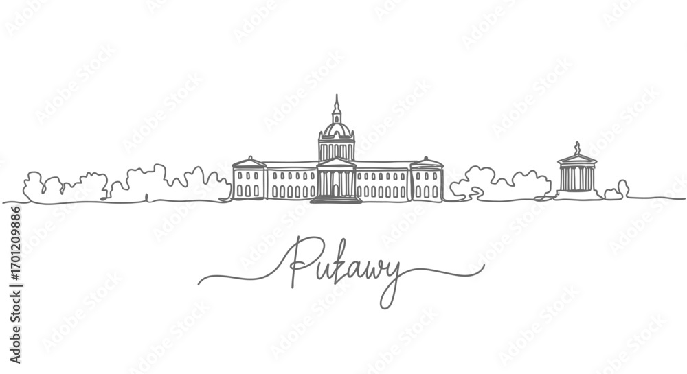 Naklejka premium Pulawy skyline with Poland landmark, and minimalist.