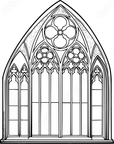 Gothic window art vector illustration
