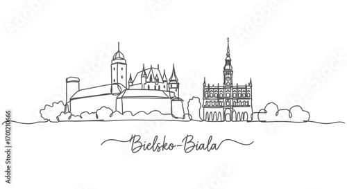 BielskoBiala skyline Minimalist Poland.
