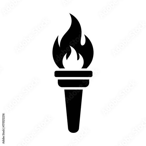 olympic torch glyph icon representing fire and ceremonial lighting
