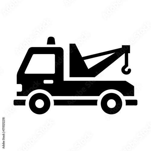 tow truck glyph icon representing vehicle towing and roadside assistance