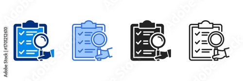 Assessment Icon Set Multiple Style Vector Illustration