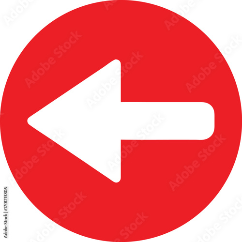 White Left Arrow Inside Red Circle Icon