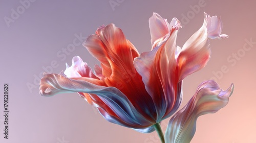 Elegant tulip blossom macro photography showcasing petal details and soft gradient background