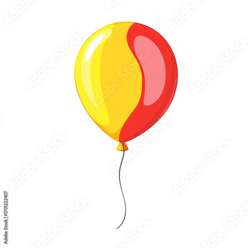 Yellow and red balloon with a red stripe