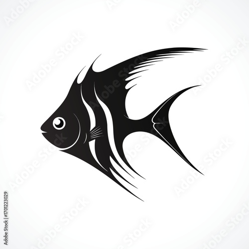 fish logo Stylized Black Angelfish Silhouette Design