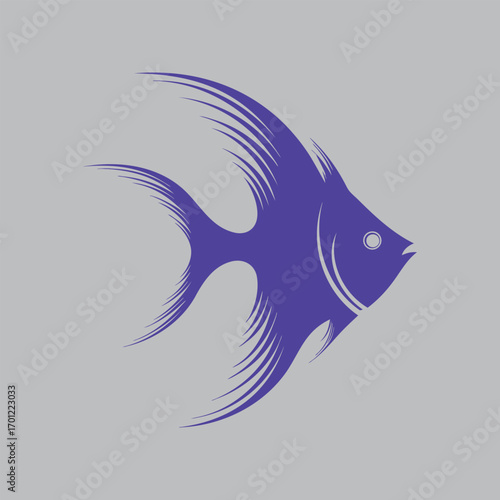 fish logo Stylized Black Angelfish Silhouette Design