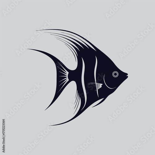 fish logo Stylized Black Angelfish Silhouette Design