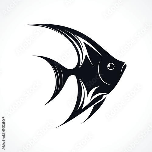 fish logo Stylized Black Angelfish Silhouette Design