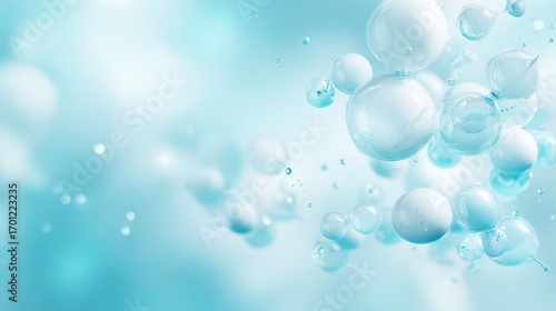 Wallpaper Mural Abstract blue background featu a cluster of glossy spheres creating a visually captivating and ethereal composition for design purposes. Torontodigital.ca