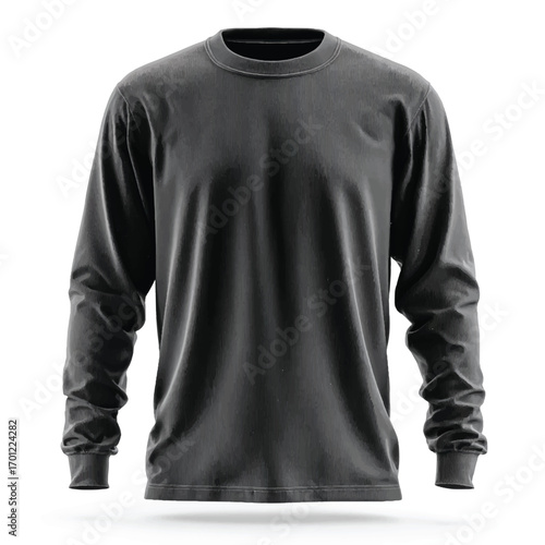 Vector art of a long sleeved black tshirt for casual wear
