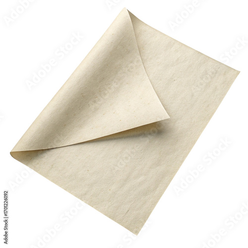Unfolding textured parchment paper with delicate folds perfect for vintage design projects or creative crafting inspiration