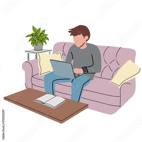 Remote Work Lifestyle with Laptop Home Office Workspace and Modern Online Business Productivity Concept