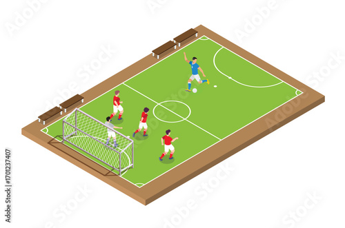 Modern Isometric Live Soccer Tournament Illustration, Suitable for Diagrams, Infographics, Book Illustration, Game Asset, And Other Graphic Related Assets