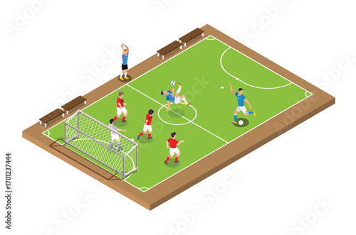 Modern Isometric Live Soccer Tournament Illustration, Suitable for Diagrams, Infographics, Book Illustration, Game Asset, And Other Graphic Related Assets