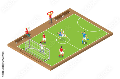 Modern Isometric Live Soccer Tournament Illustration, Suitable for Diagrams, Infographics, Book Illustration, Game Asset, And Other Graphic Related Assets
