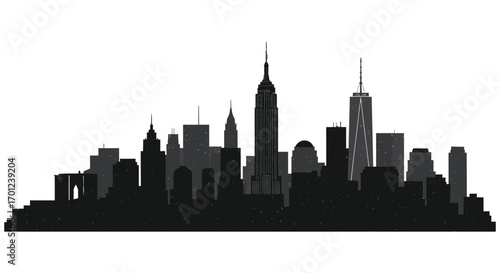 city skyline silhouette featuring tall skyscrapers and urban architecture