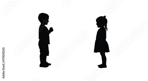 silhouette of two children standing opposite each other