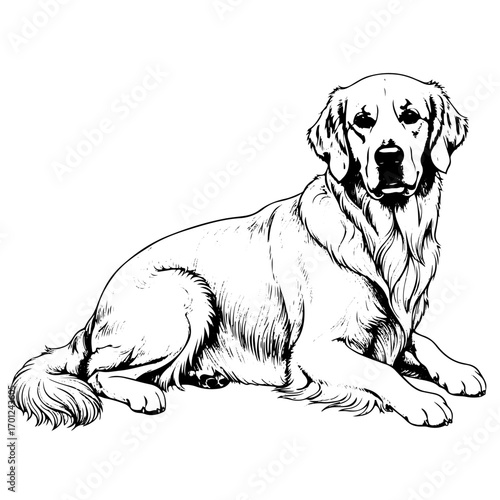 Beagle, line art engraving, black and white, hand drawn, vector illustration, isolated on white transparent background