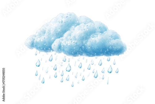 Blue cloud with rain falling from it