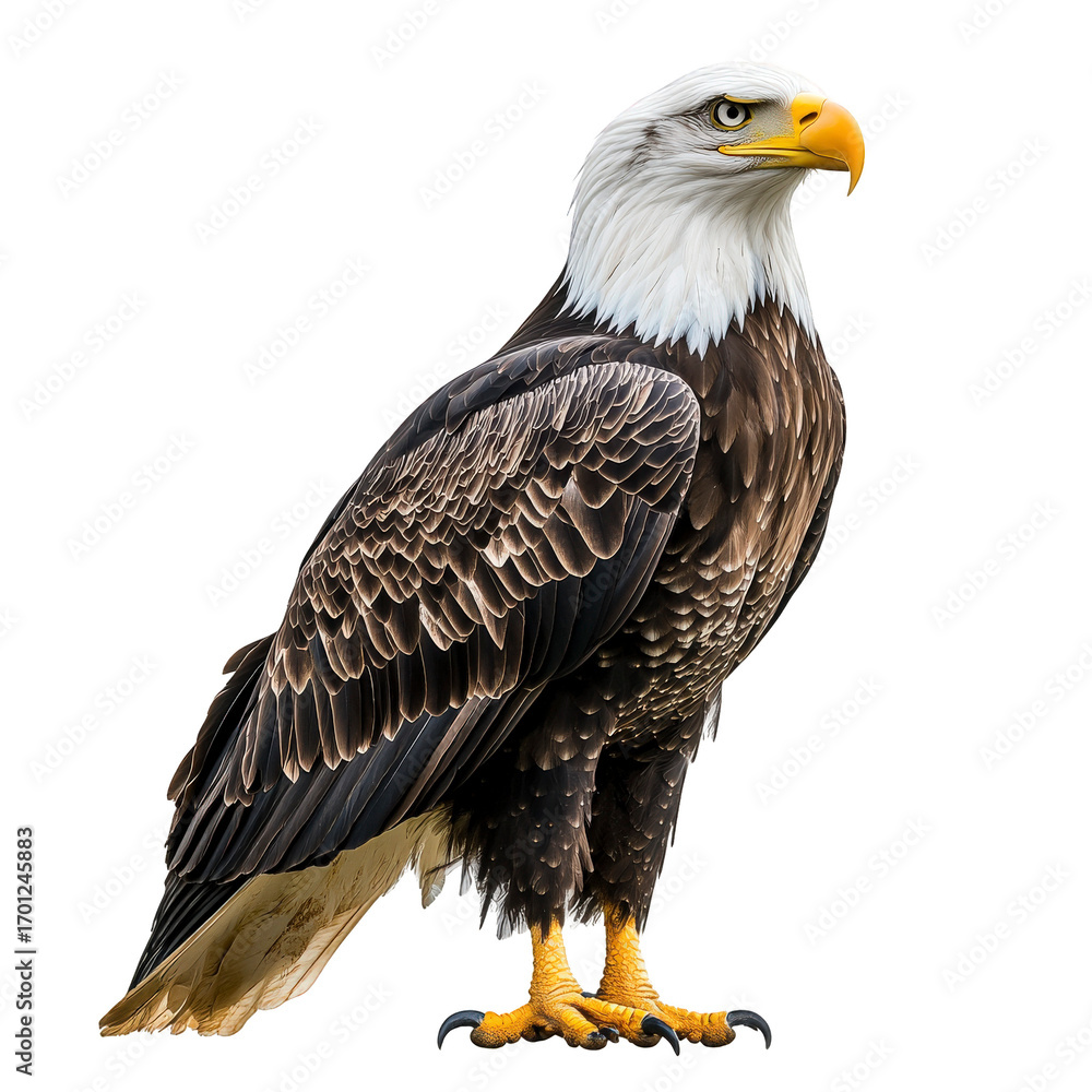 Obraz premium Large eagle is standing on transparent background