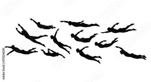 divers in action swimming underwater gracefully
