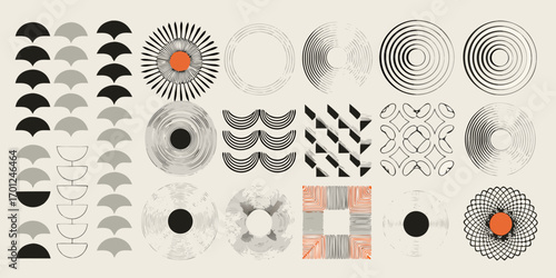 Abstract geometric shapes and patterns in a minimalist scandinavian design style