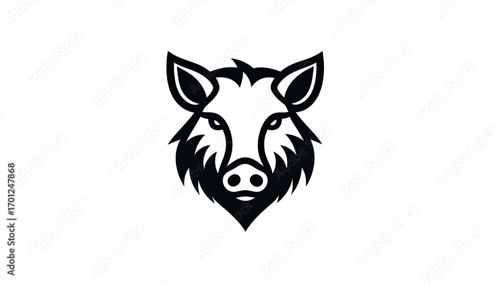 Fototapeta premium Black and white boar head graphic