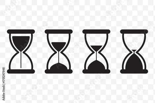Hourglass icon set representing time management and countdown concept