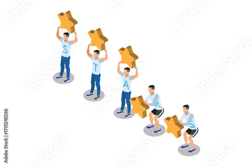 Isometric Online survey concept with characters. illustration isolated on white background, Can use for web banner, infographics, . Suitable for Diagrams, Graphic Related Asset