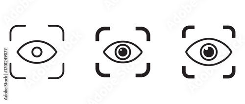 Eye scan icon set. a symbol of security and identification, isolated on white background.