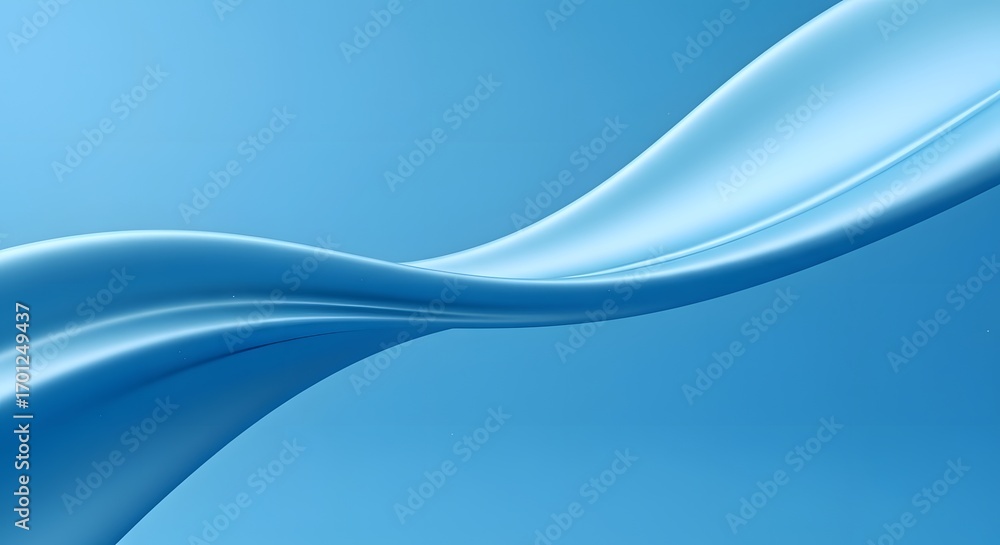 Obraz premium Clean abstract background with a single flowing blue ribbon. A simple and modern design for corporate slides. A smooth satin wave creating an elegant and minimal composition.