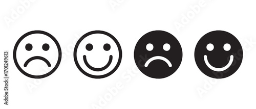 happy and sad expressions. isolated on white background.