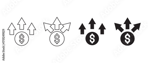 Money growth icon set. isolated on white background in vector illustration.