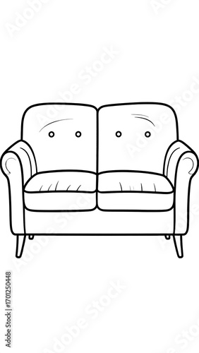 Line drawing of a simple two-seater sofa