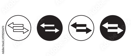 Exchange arrow icon set. isolated on white background in black and white.