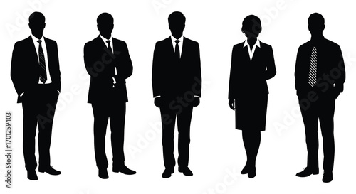 a group of professionals standing in formal attire