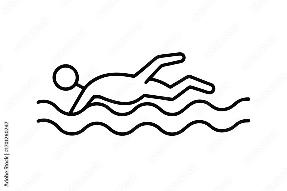 Obraz premium silhouette of a man in a swimming pool vector design icon logo