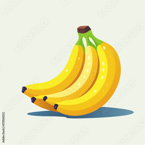 Pixel Art Bunch of Three Ripe Yellow Bananas
