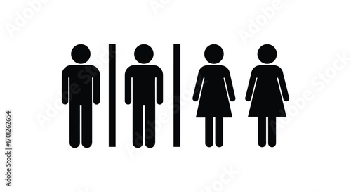 restroom sign showing male female symbols separated by lines