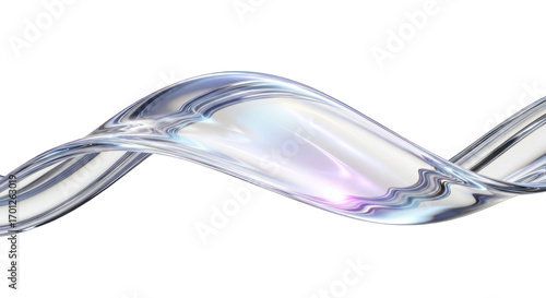 Abstract iridescent liquid wave flowing dynamic silver swirl.