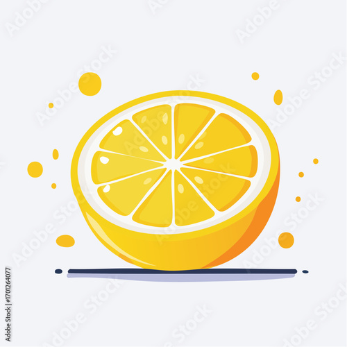 Ripe Yellow Lemon Half on Light Gray Background