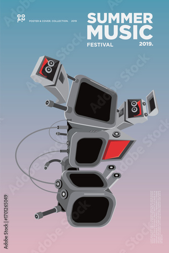 Summer Music Poster Design Vector Graphics