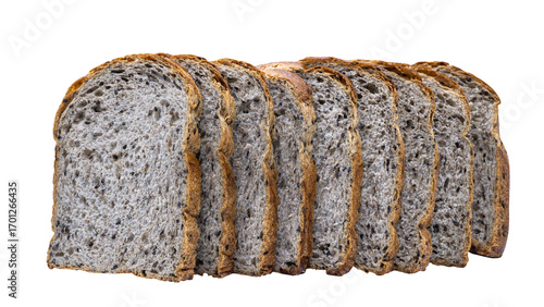 Sliced ​​Whole Wheat Bread with Black Sesame Seeds Isolated